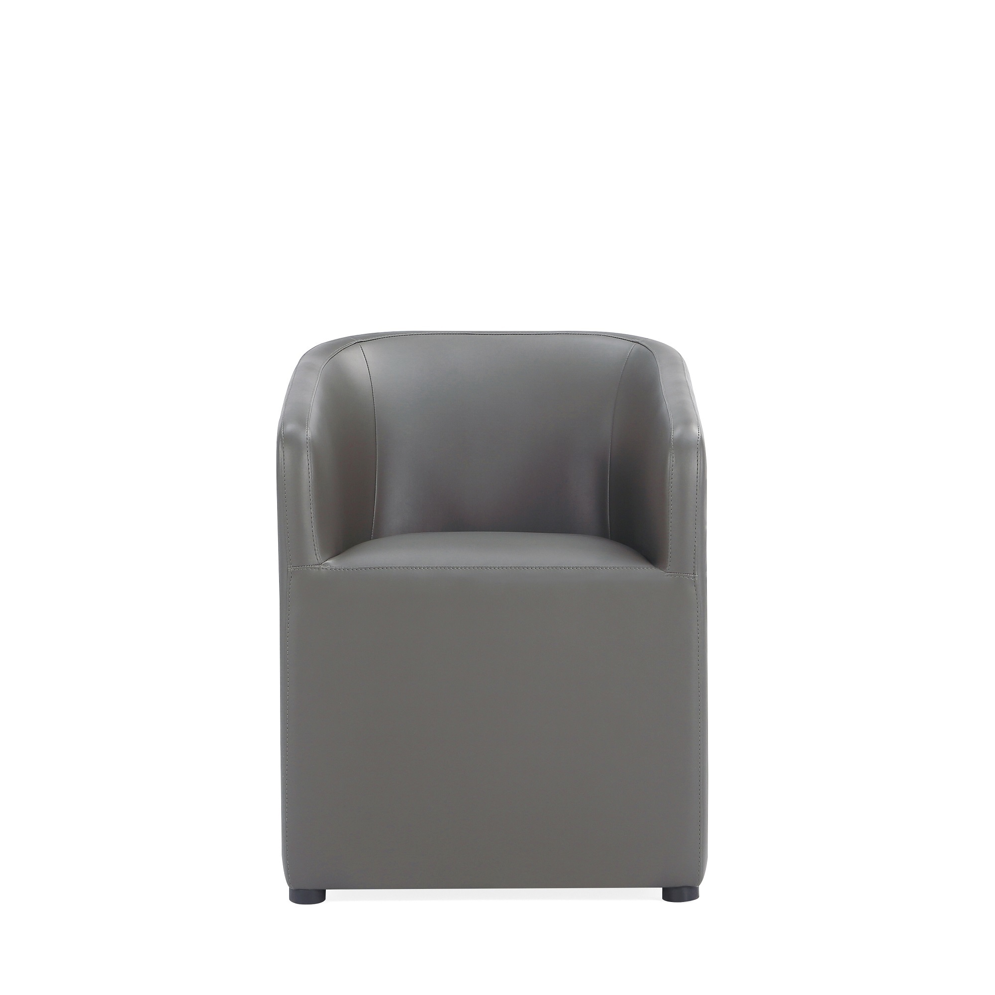 Manhattan Comfort, Anna Modern Round Faux Leather Armchair in Pewter, Primary Color Pewter, Included (qty.) 1 Model# DC059AR